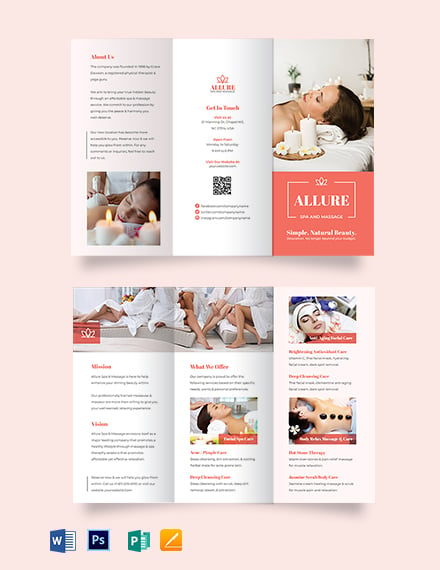 spa massage tri fold brochure template