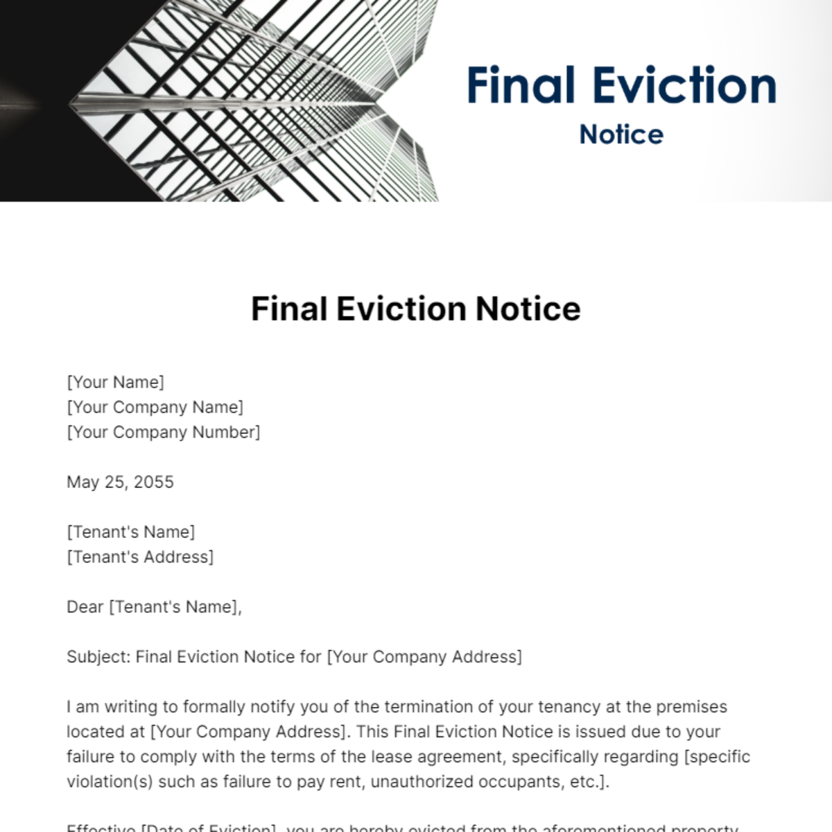 Final Eviction Notice Template - Edit Online & Download