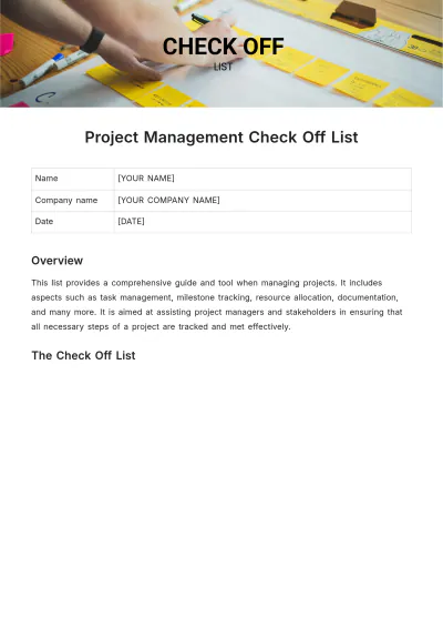 Free check off list template to Edit Online
