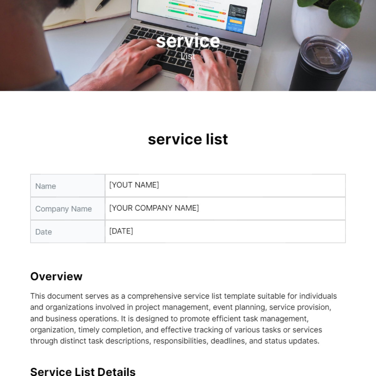service list template