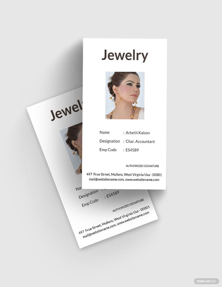 Free Jewelry ID Card Template