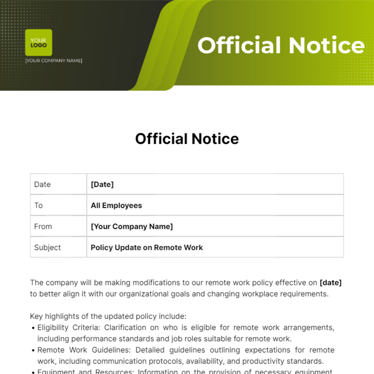 Official Notice Template - Edit Online & Download Example | Template.net