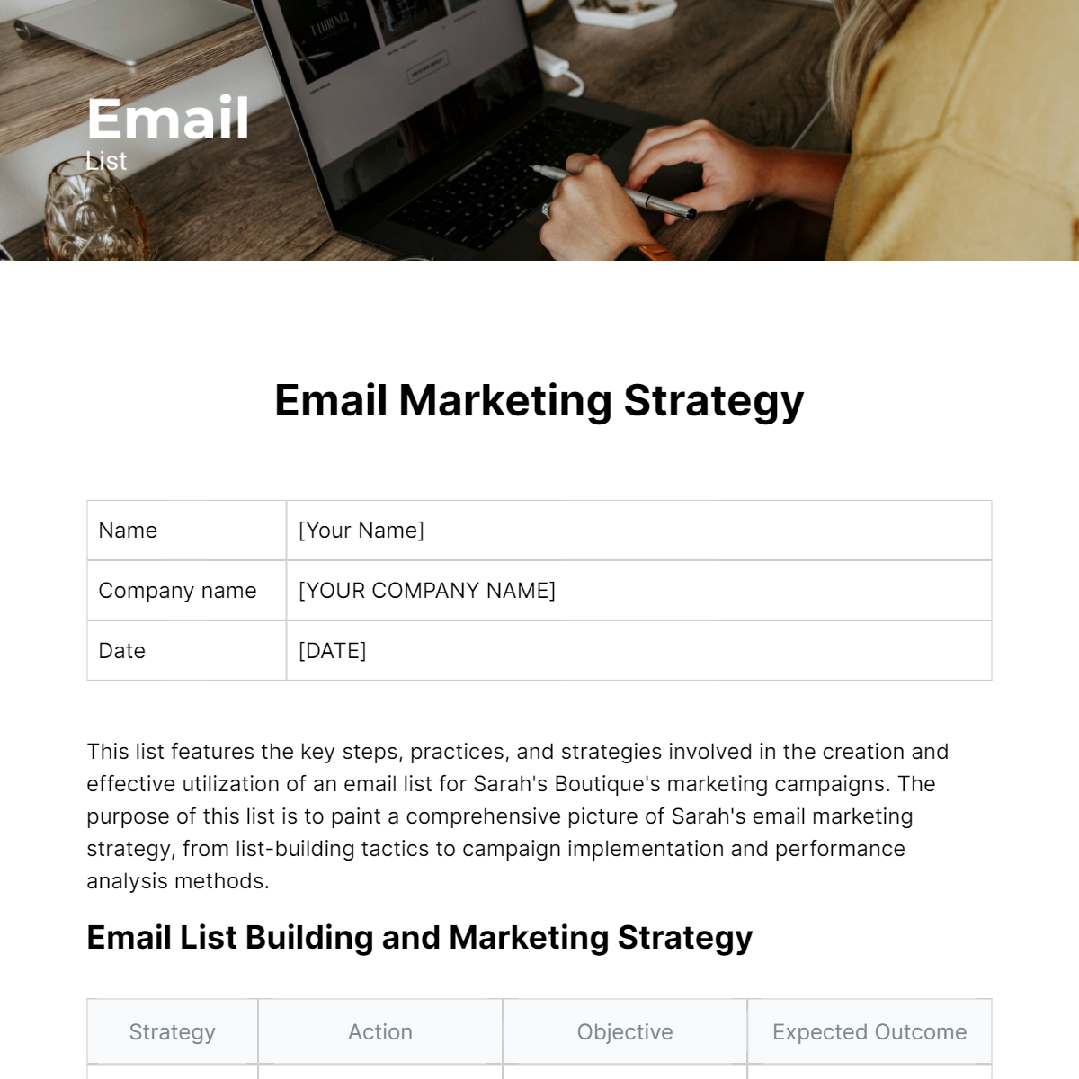 Email List Template