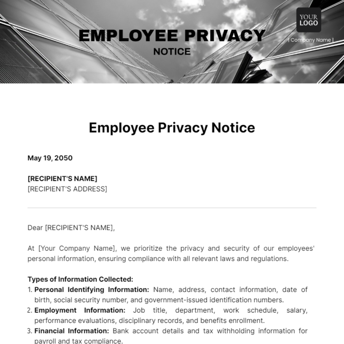 Employee Privacy Notice Template