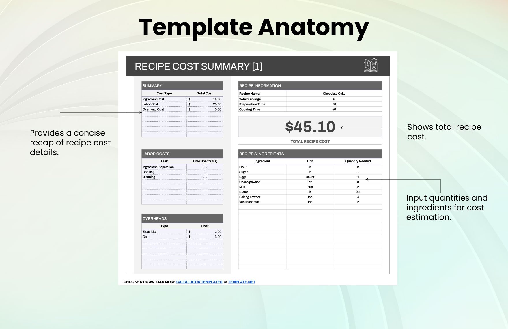Catering Recipe Cost Calculator Template
