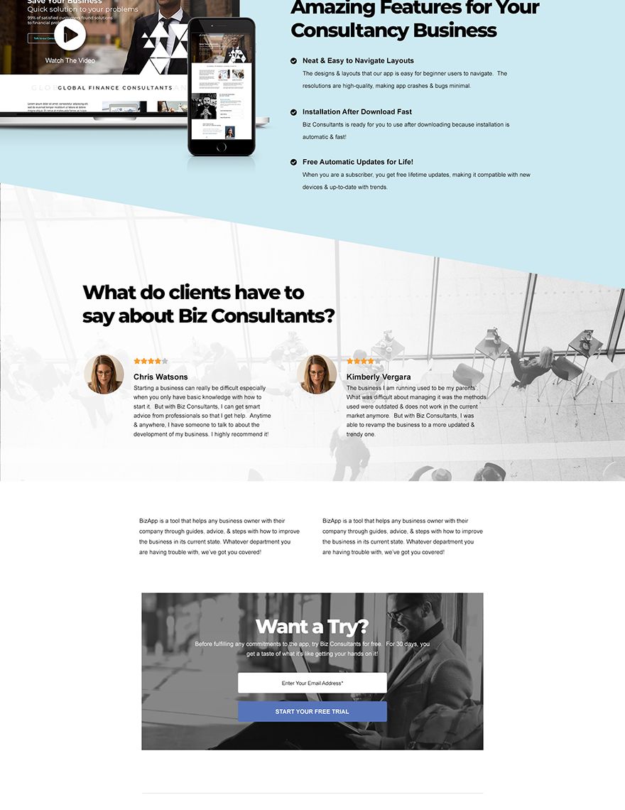 Consulting App PSD Landing Page Template