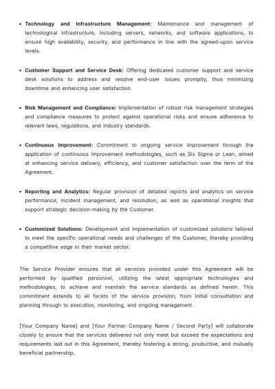 Free Operations Third-Party SLA Template to Edit Online