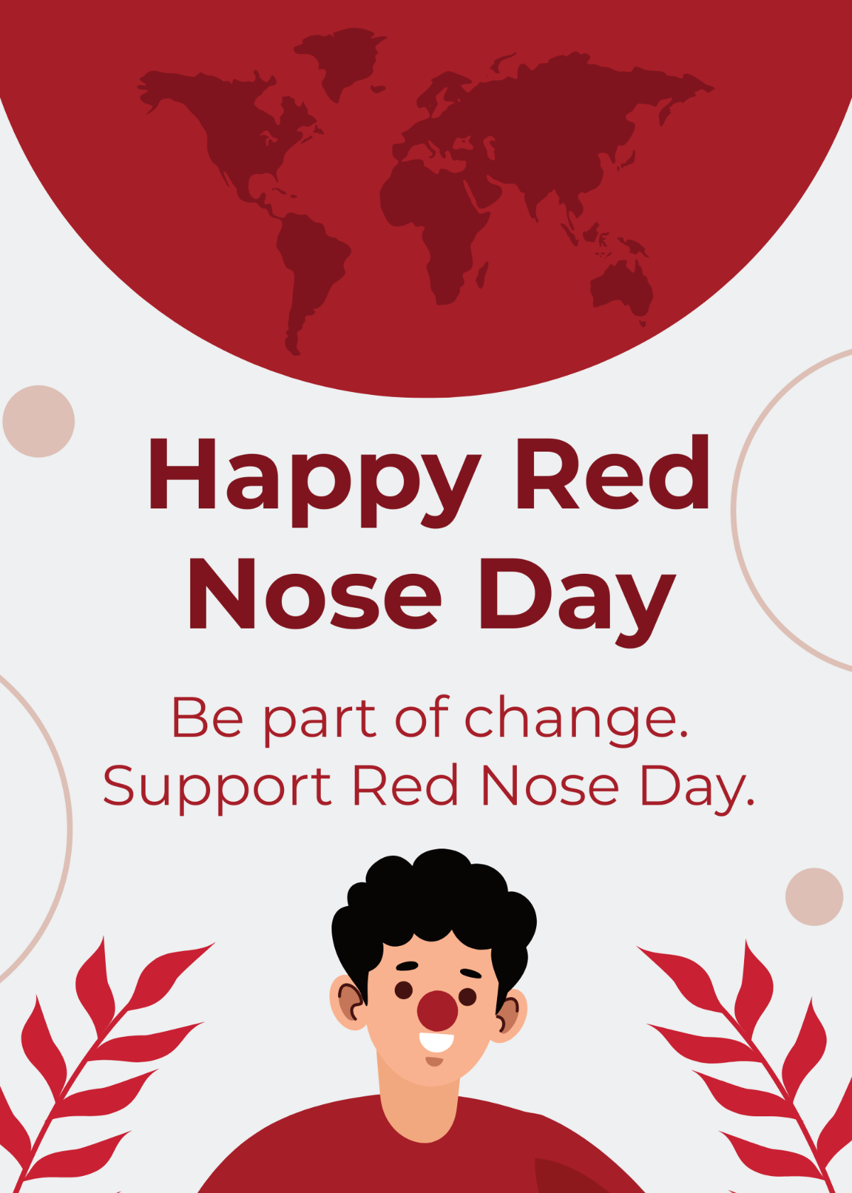Free  Red Nose Day  Greeting Card Template
