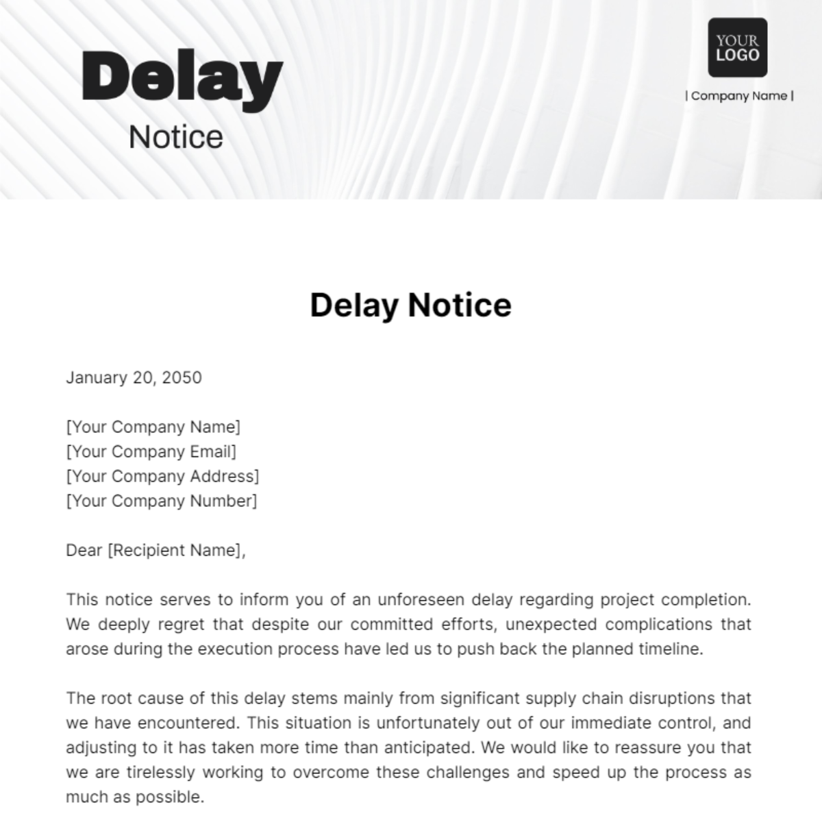 Delay Notice Template