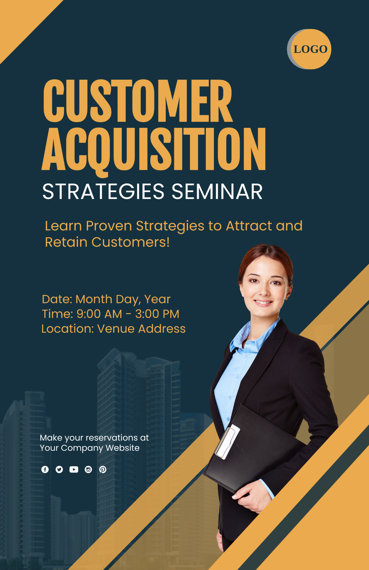 Free Customer Acquisition Strategies Seminar Poster Template