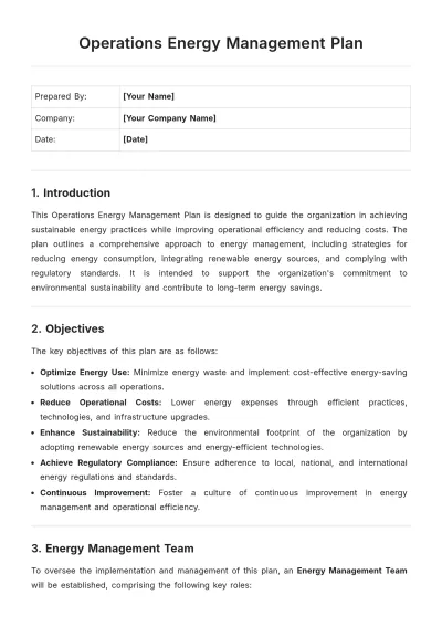 Free Operations Energy Management Plan Template to Edit Online