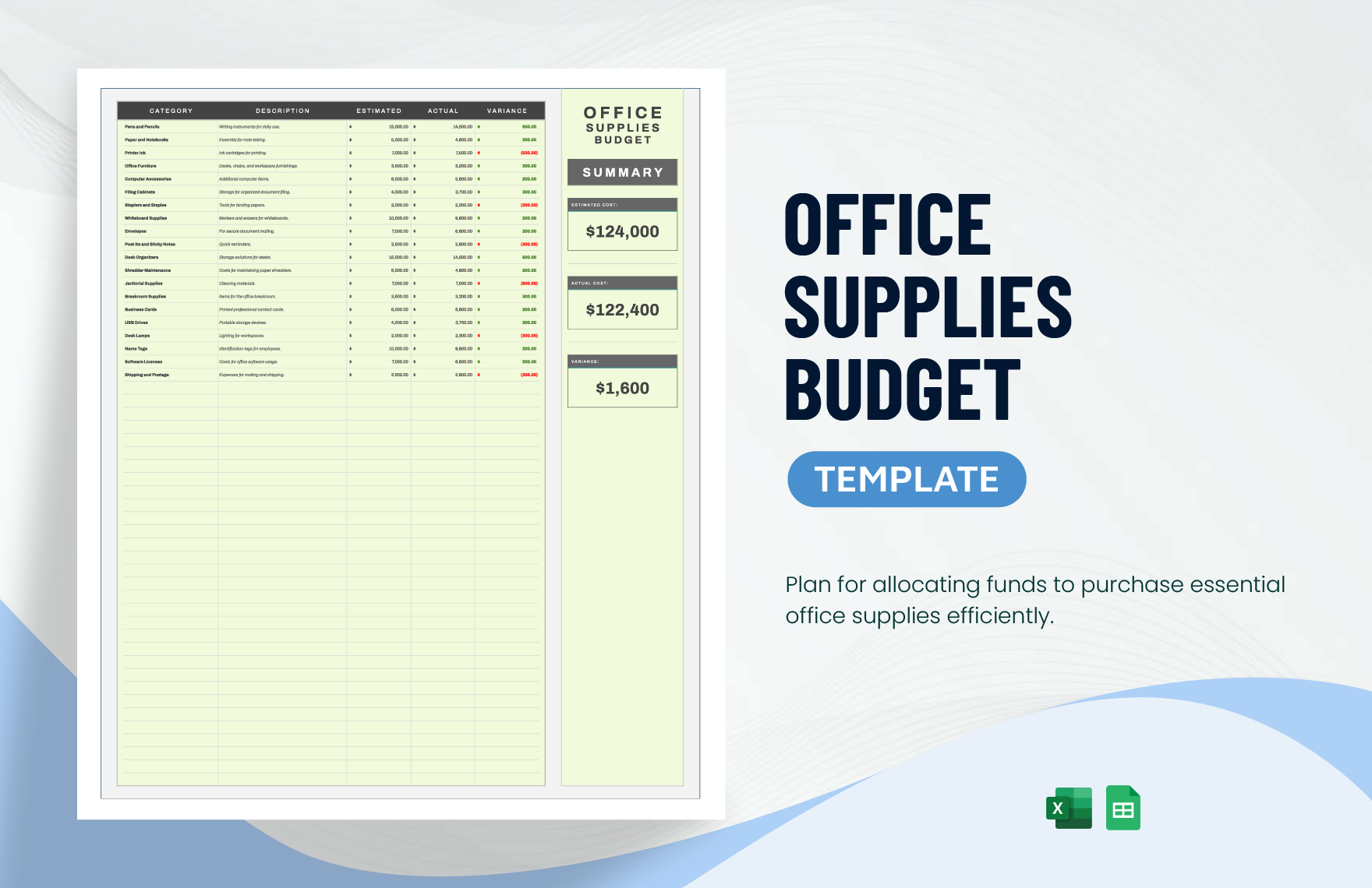 Office Supplies Budget Template