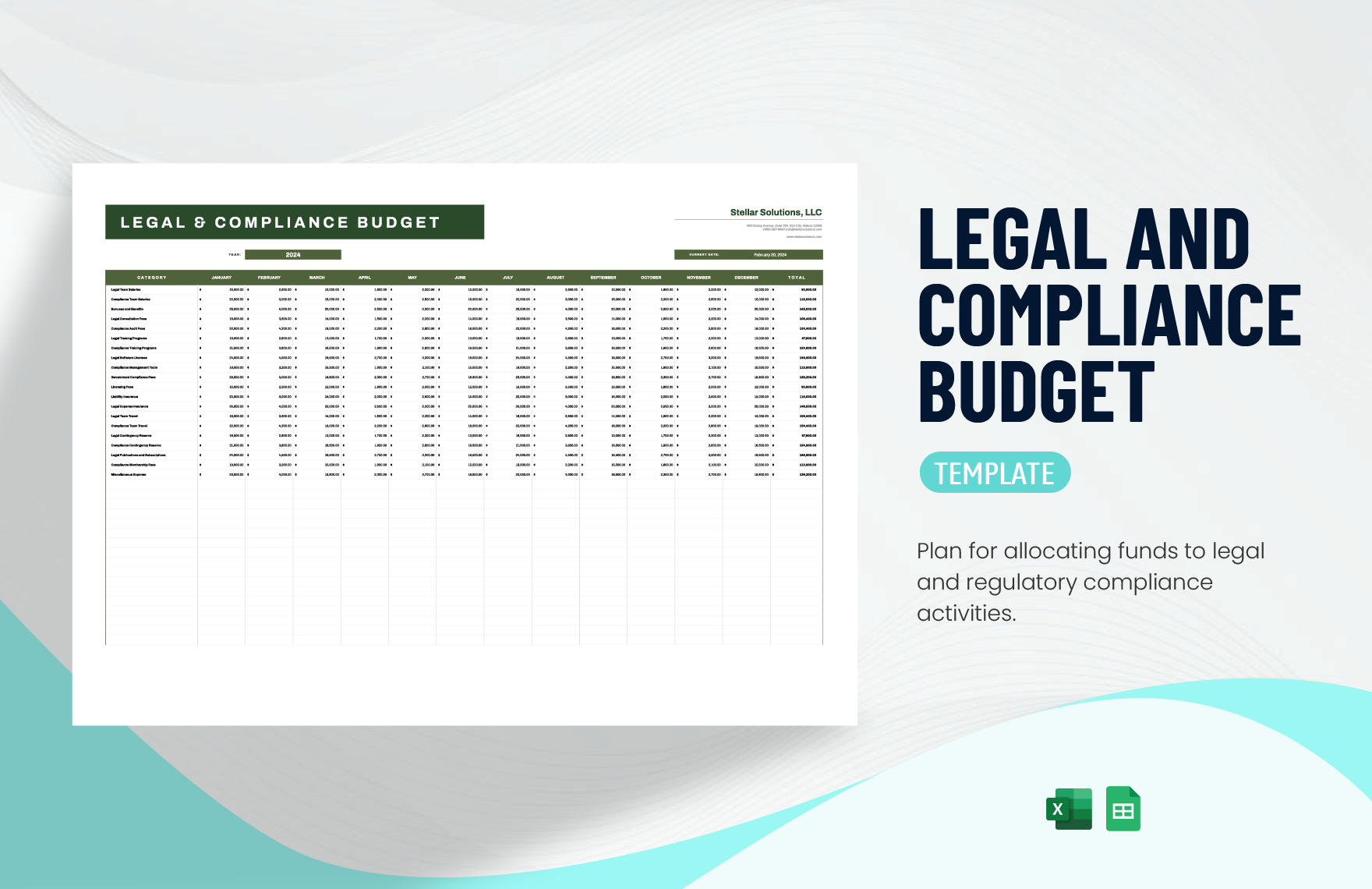 Legal and Compliance Budget Template