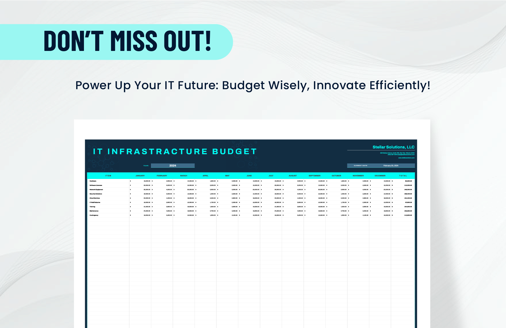 IT Infrastructure Budget Template