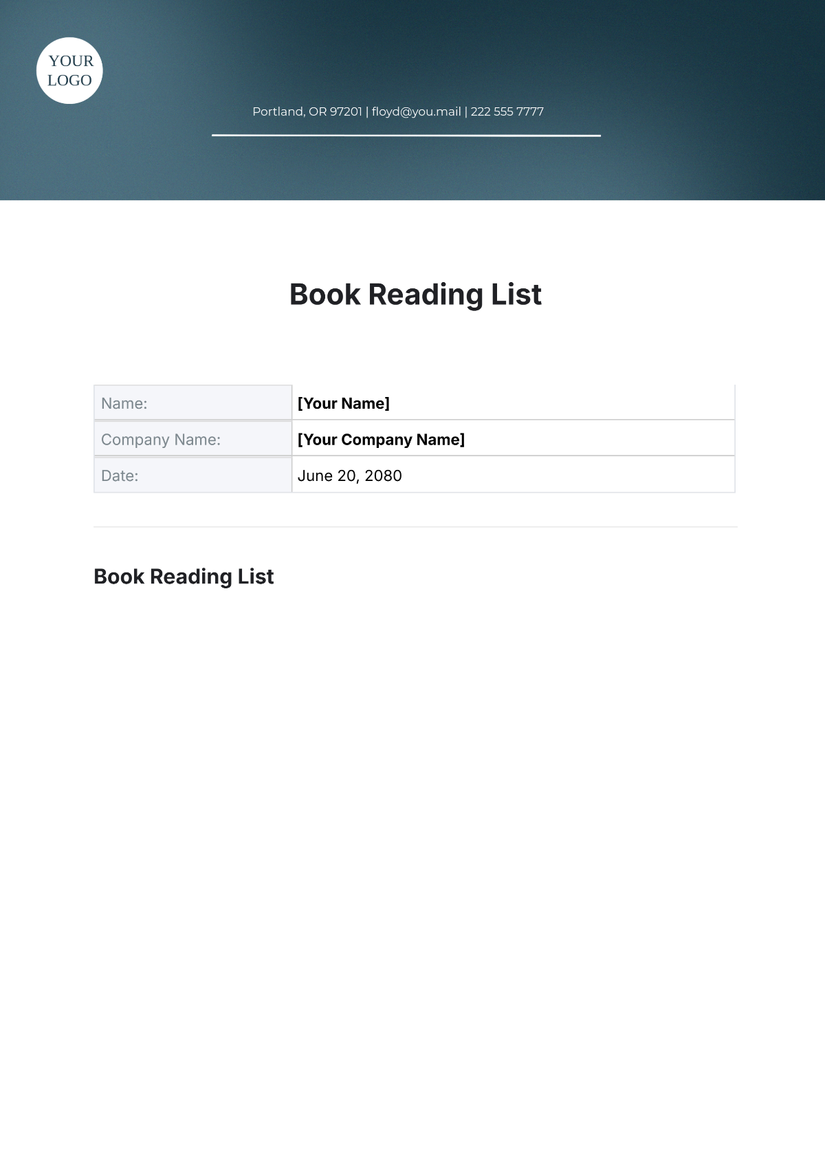 Book Reading List Template - Edit Online & Download