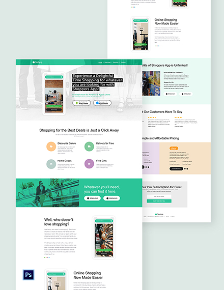 Shopping App PSD Landing Page Template