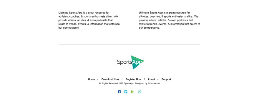 Sports App PSD Landing Page