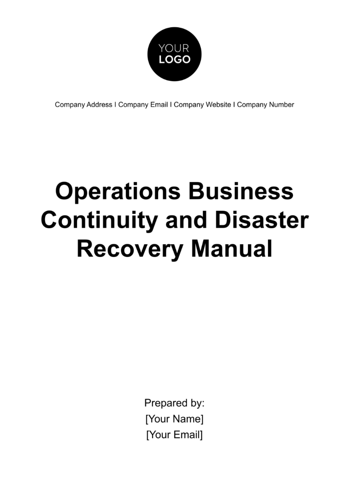 Operations Business Continuity and Disaster Recovery Manual Template