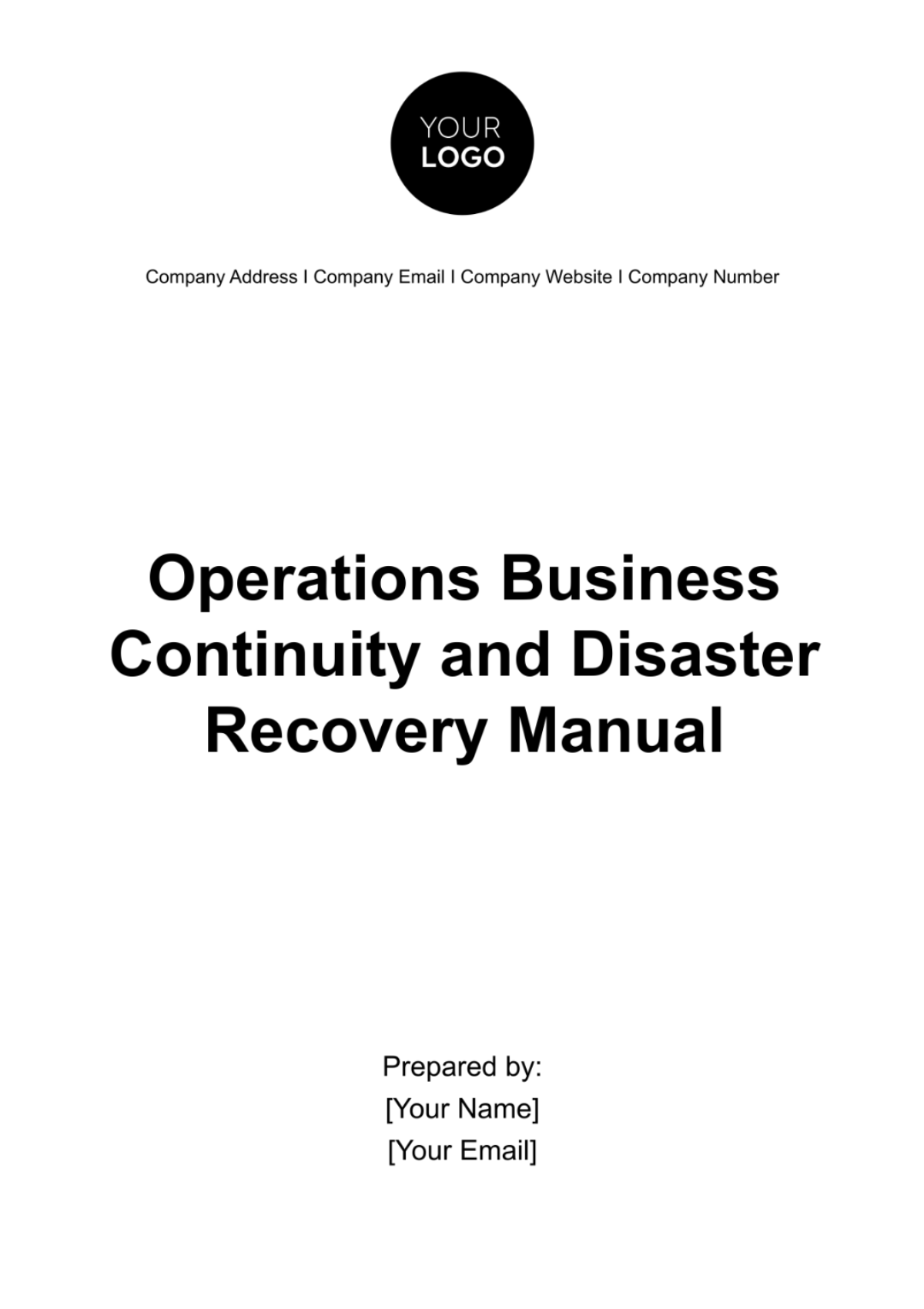 Operations Business Continuity and Disaster Recovery Manual Template - Edit Online & Download