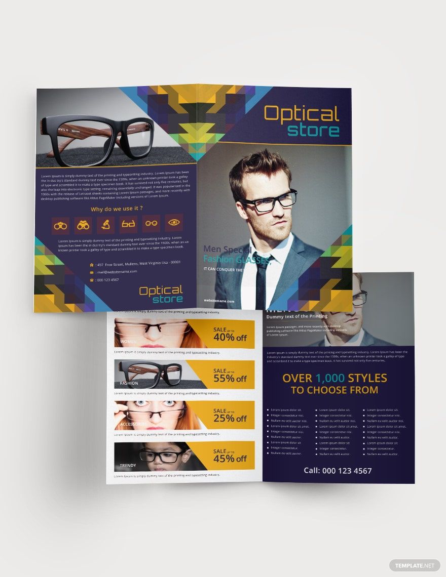 Optical Store Bi-Fold Brochure Template