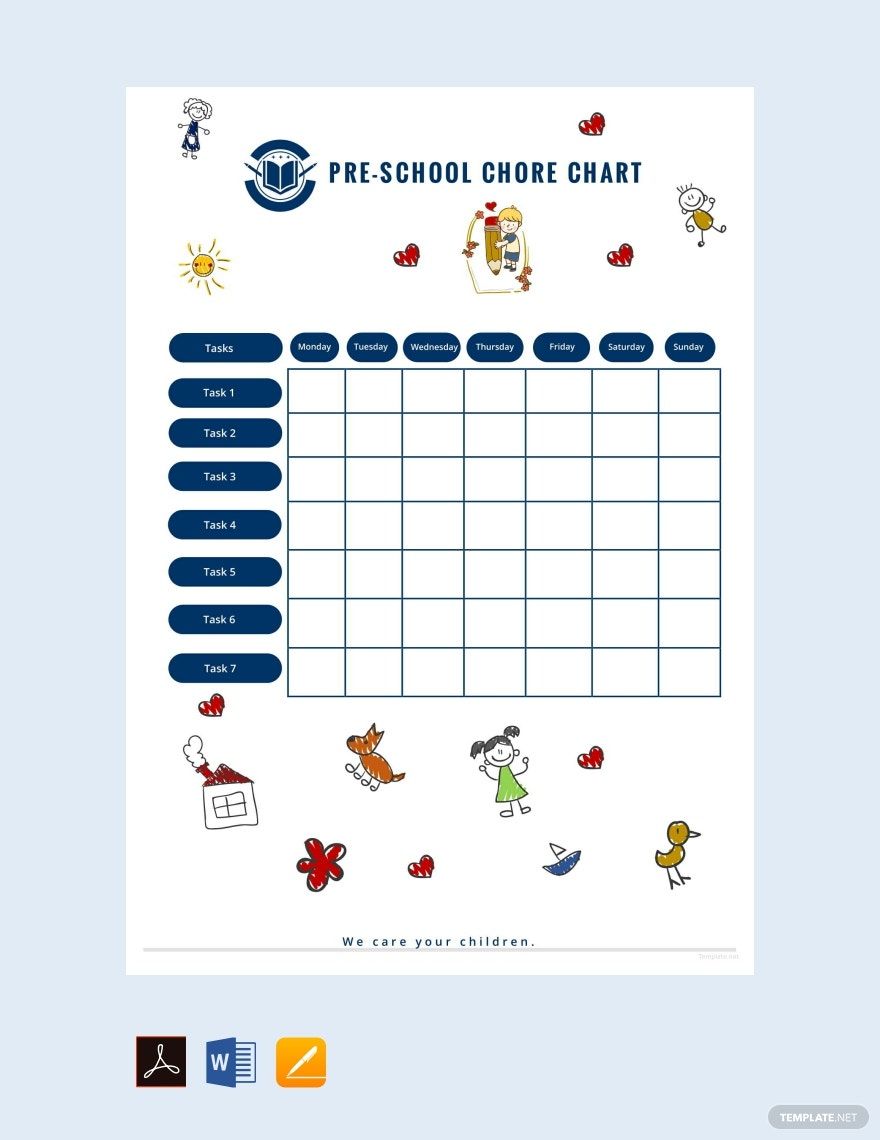 Preschool Chore Chart Template