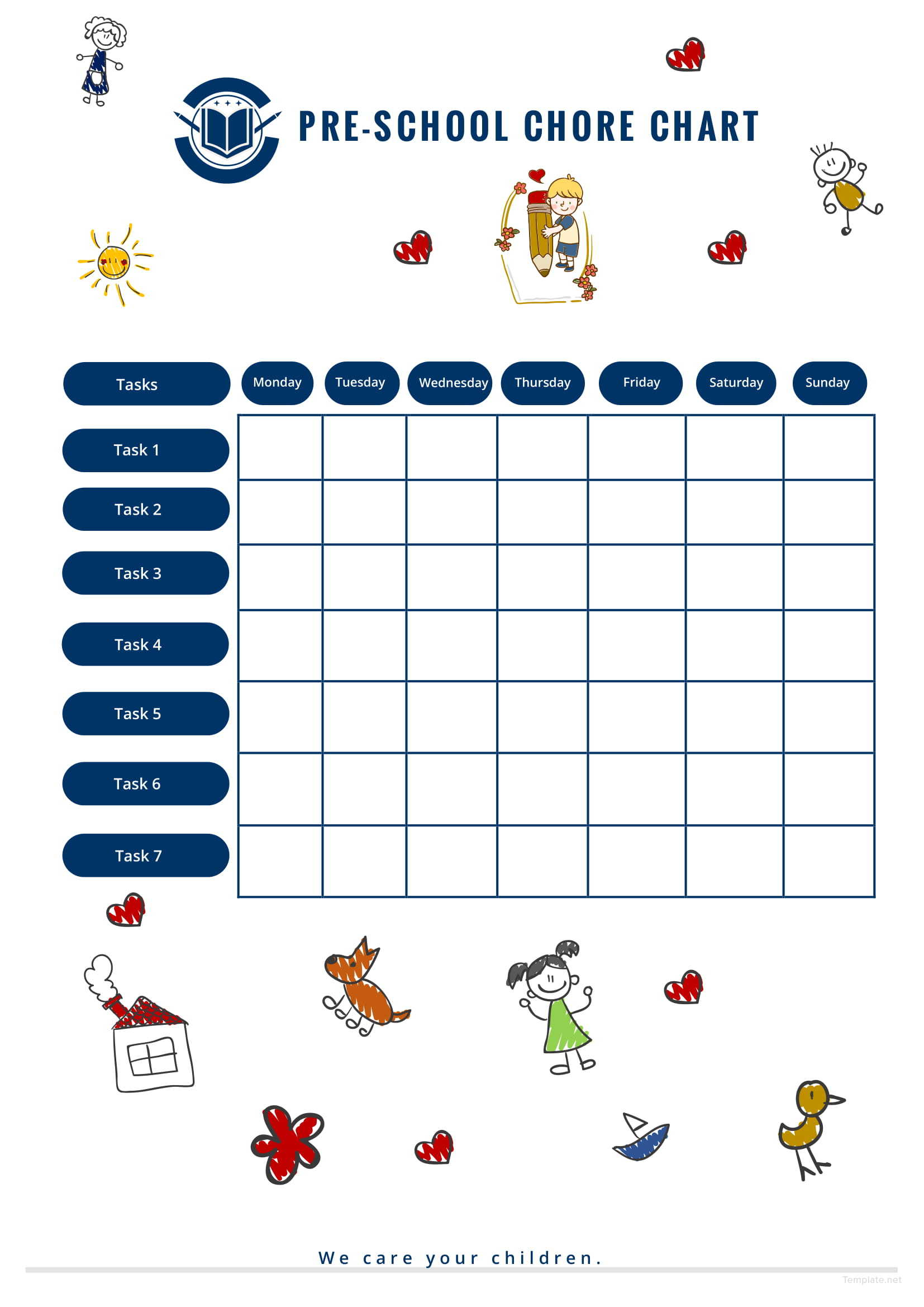 Preschool Chore Chart Template In Microsoft Word Template