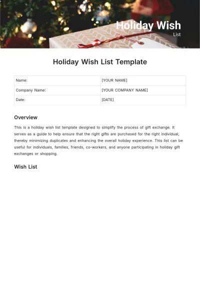 Free Holiday Wish List Template to Edit Online