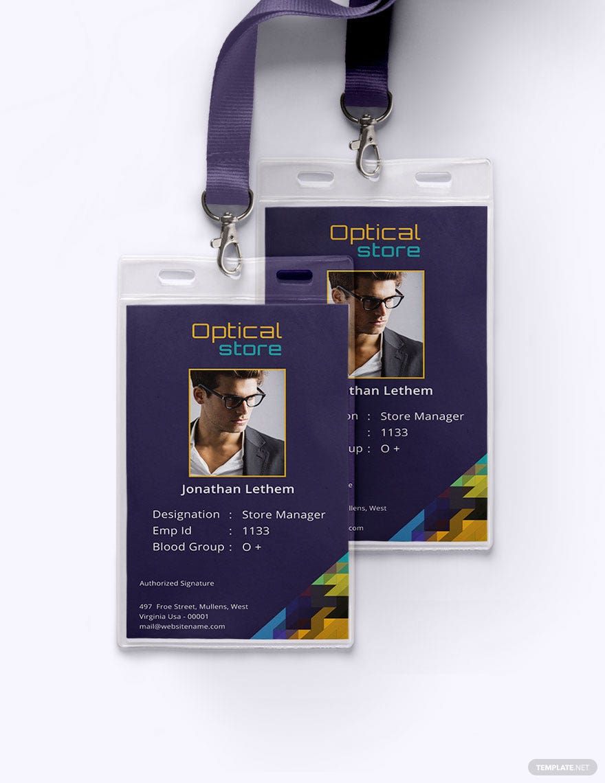Optical Store ID Card Template