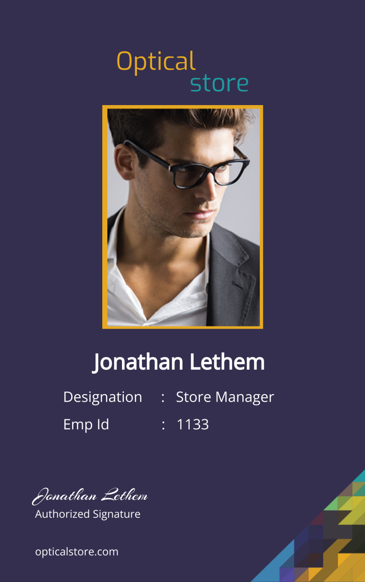 Optical Store ID Card Template