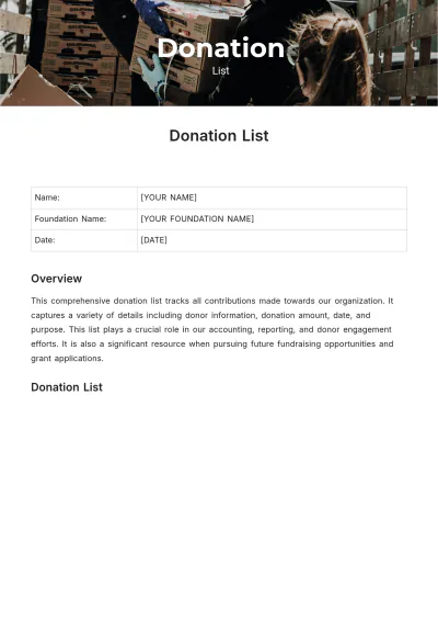 Free Donation List Template to Edit Online