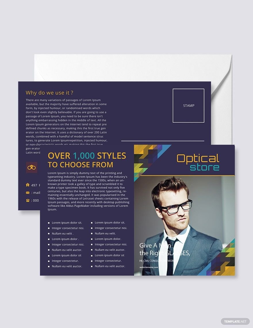Free Optical Store Postcard Template