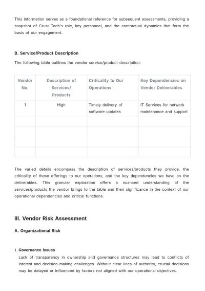 Free Operations Vendor Risk Assessment Template to Edit Online