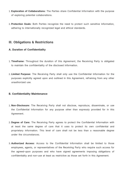 Free Operations Confidentiality (NDA) Agreement Template to Edit Online