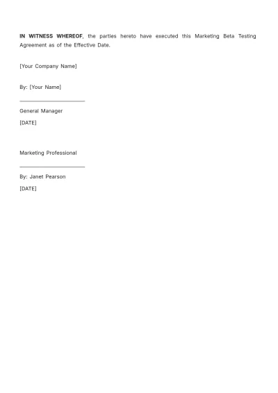 Free Marketing Beta Testing Agreement Template to Edit Online