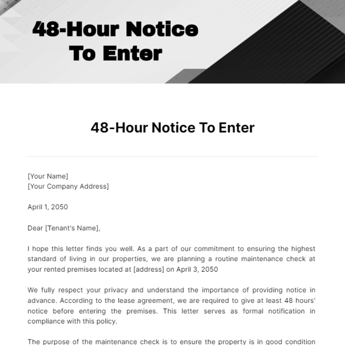 48-Hour Notice to Enter Template