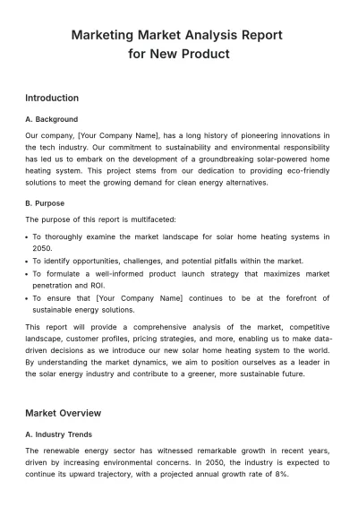 Free Marketing Market Analysis Report for New Product Template to Edit Online