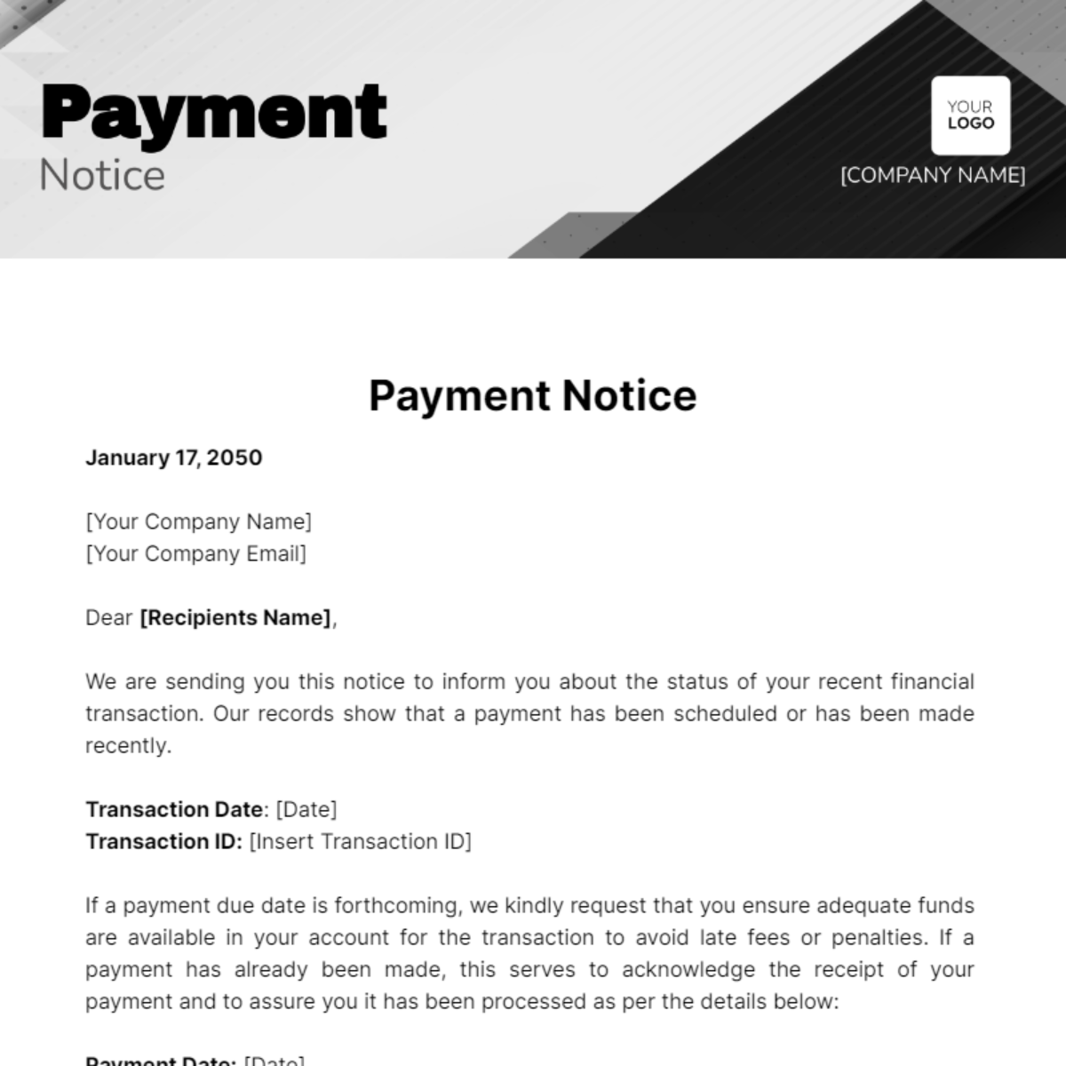 Payment Notice Template