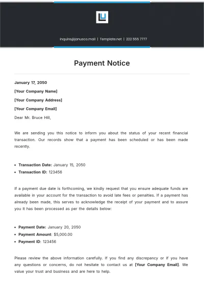 Free Payment Notice Template to Edit Online
