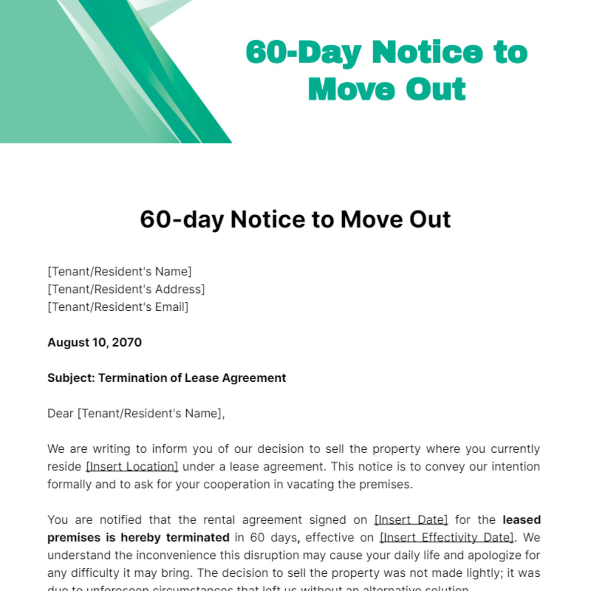 60-Day Notice to Move Out Template