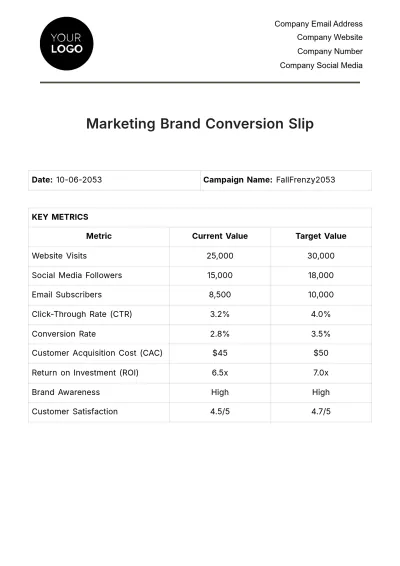 Free Marketing Brand Conversion Slip Template to Edit Online