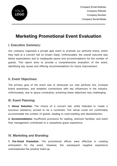 Free Marketing Promotional Event Evaluation Template to Edit Online