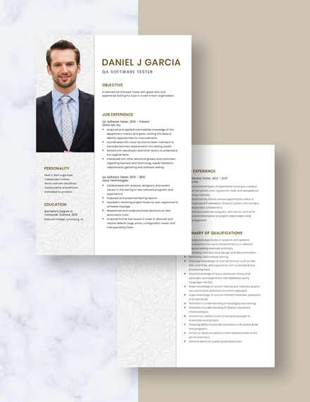 QA Software Tester Resume/CV Template - Word (DOC) | Apple (MAC) Pages