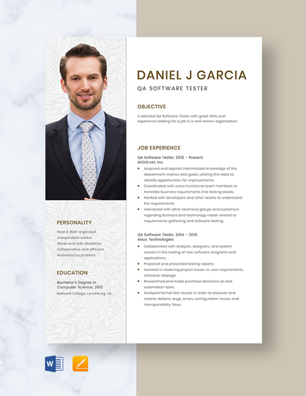 FREE Tester Resume Template - Download in Word, Google Docs, Apple ...