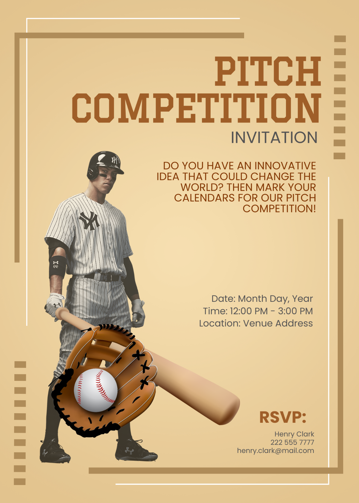 Pitch Competition Invitation Card Template - Edit Online & Download