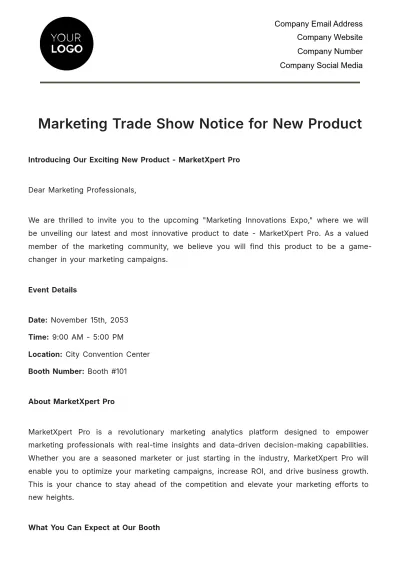 Free Marketing Trade Show Notice for New Product Template to Edit Online