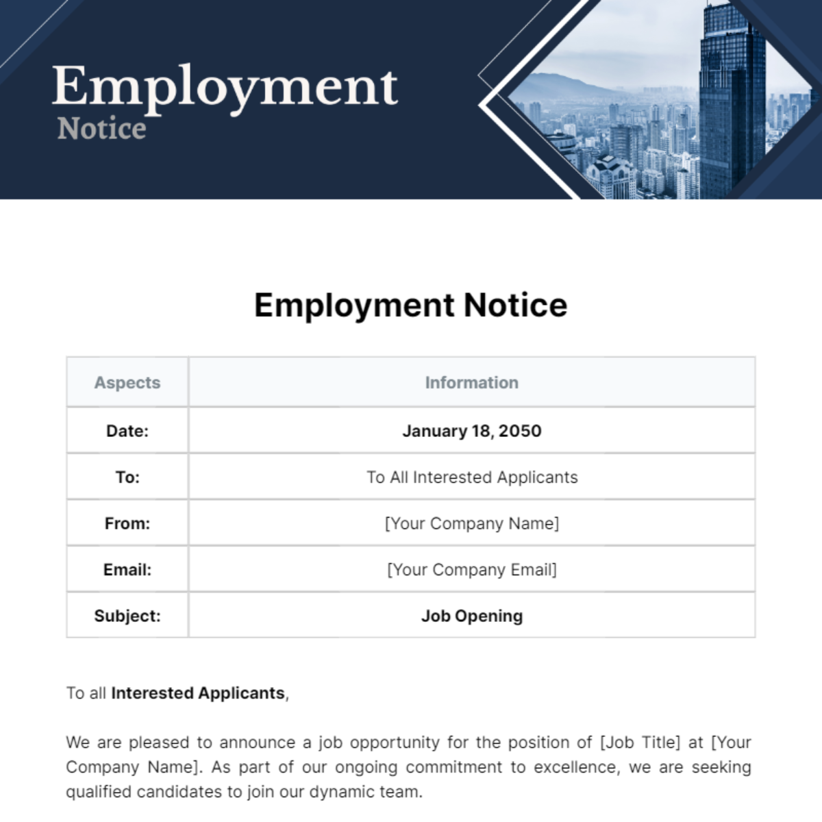 Employment Notice Template
