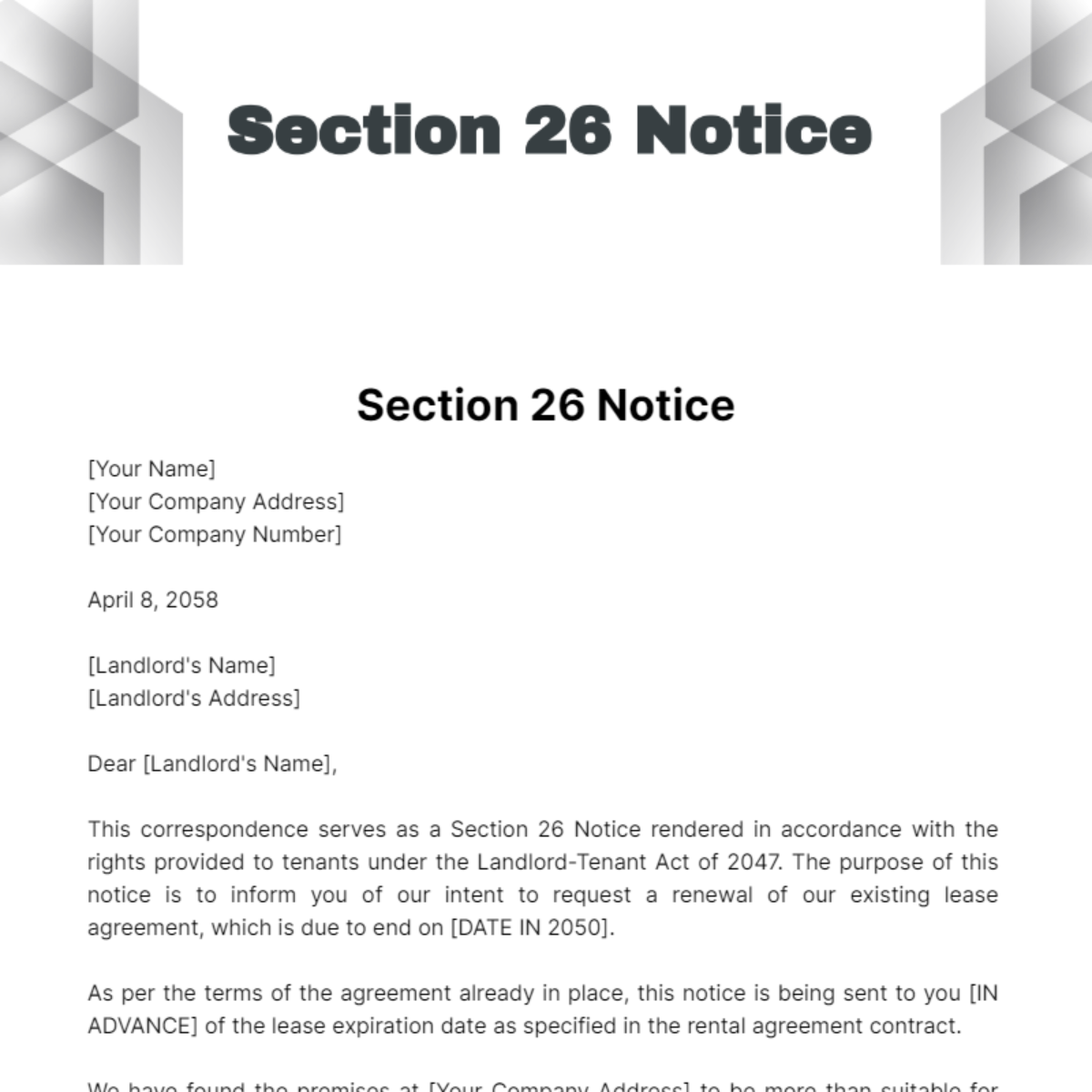 Section 26 Notice Template