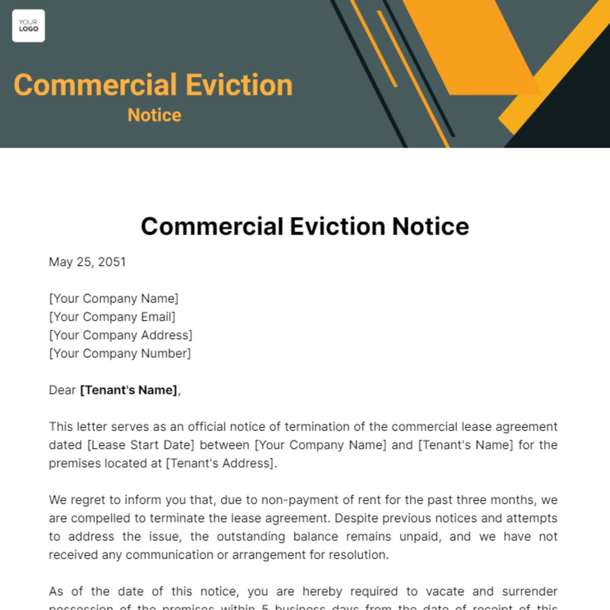 Commercial Eviction Notice Template