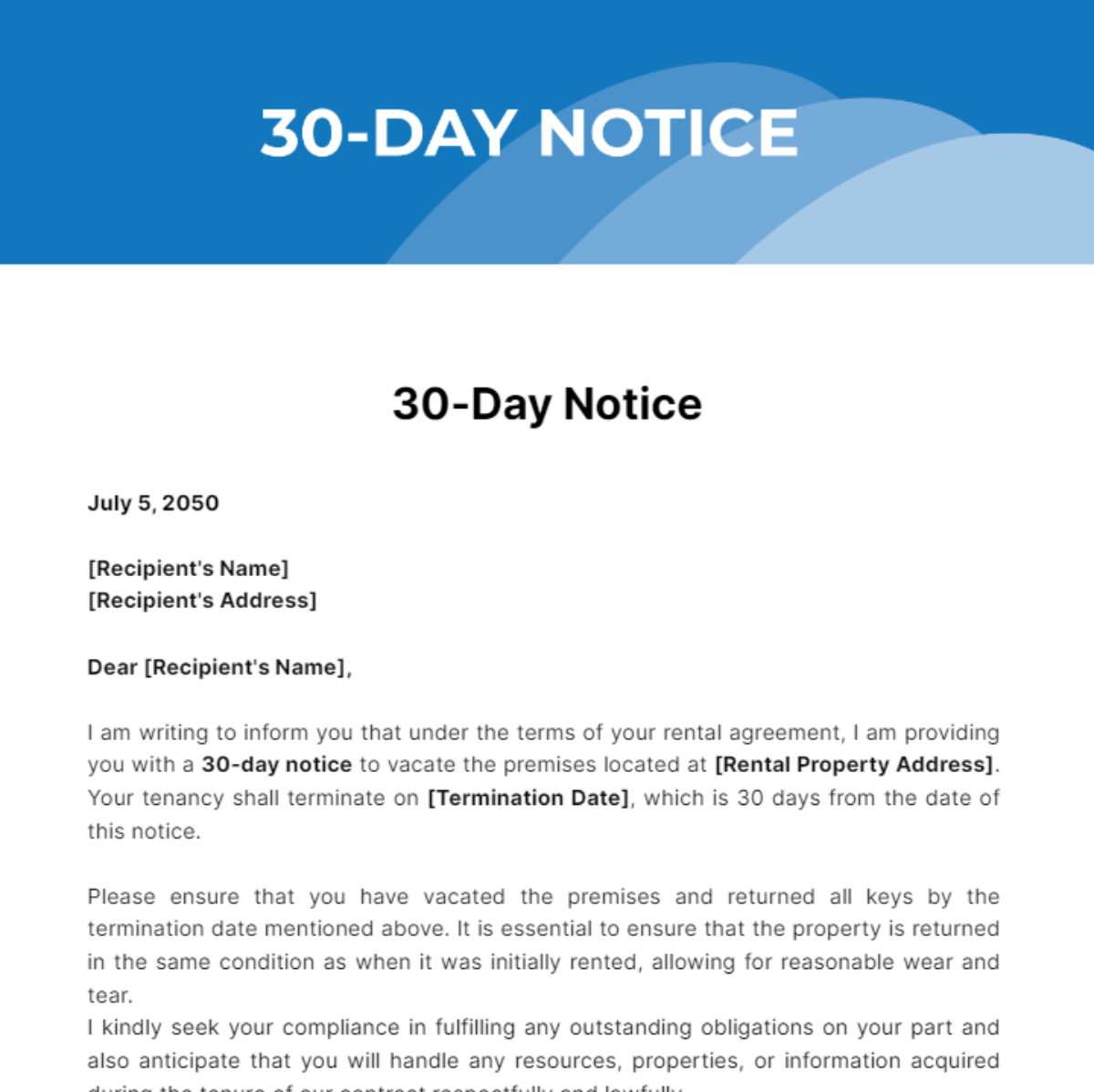 30-Day Notice Template