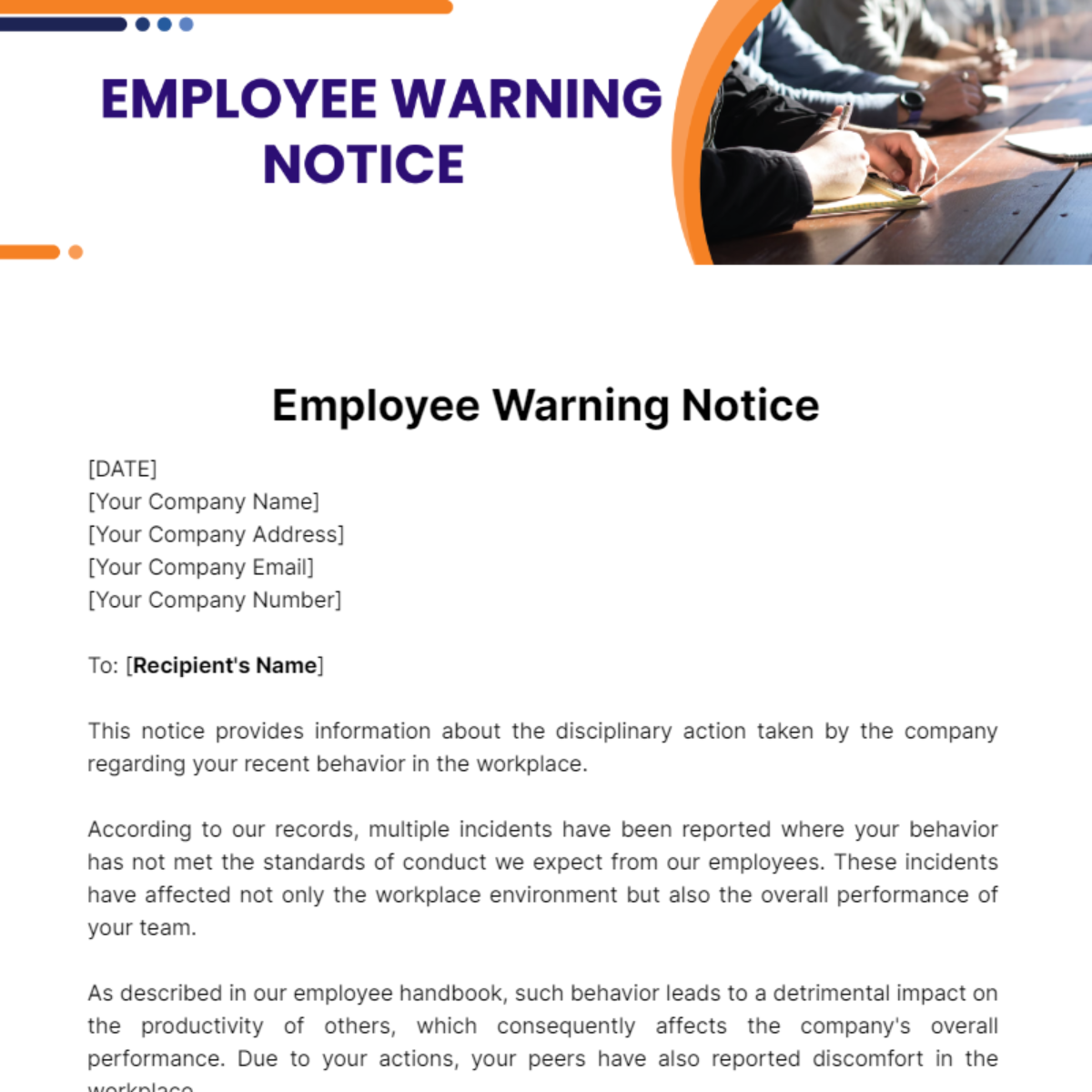 Employee Warning Notice Template